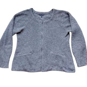 EILEEN FISHER L Baby Alpaca Zip Jacket Taupe | Tailored Fit + Zippered Pockets
